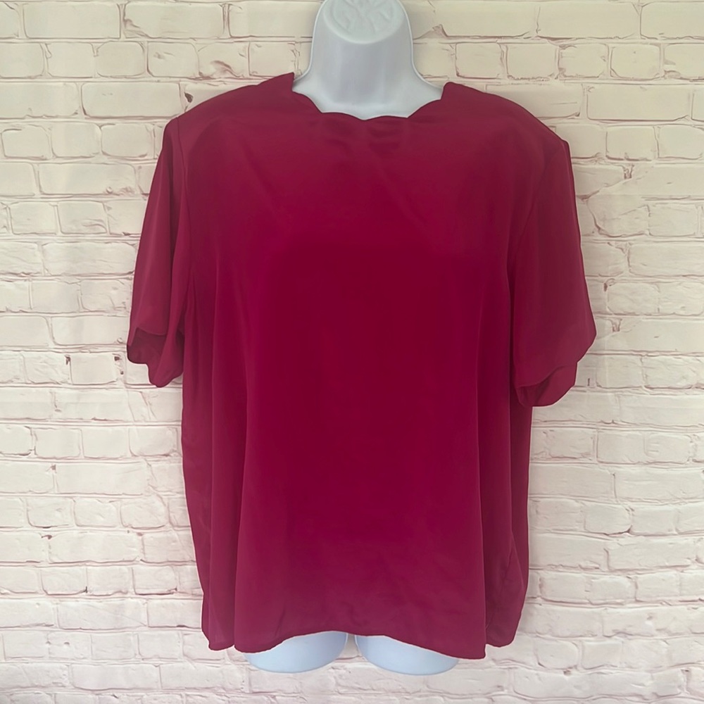Vintage Sara Stephen short sleeve fuchsia pink top size 16